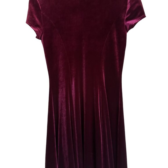 Urban Outfitters Kimchi Blue raspberry burgundy fit and flare velvet mini Sz S - Picture 6 of 7